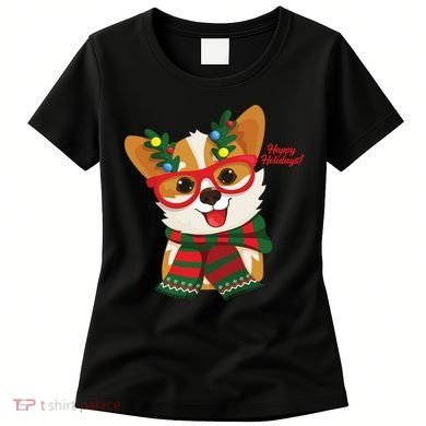 Happy Holidays Cute Corgi Dog Lover Women's T-Shirt