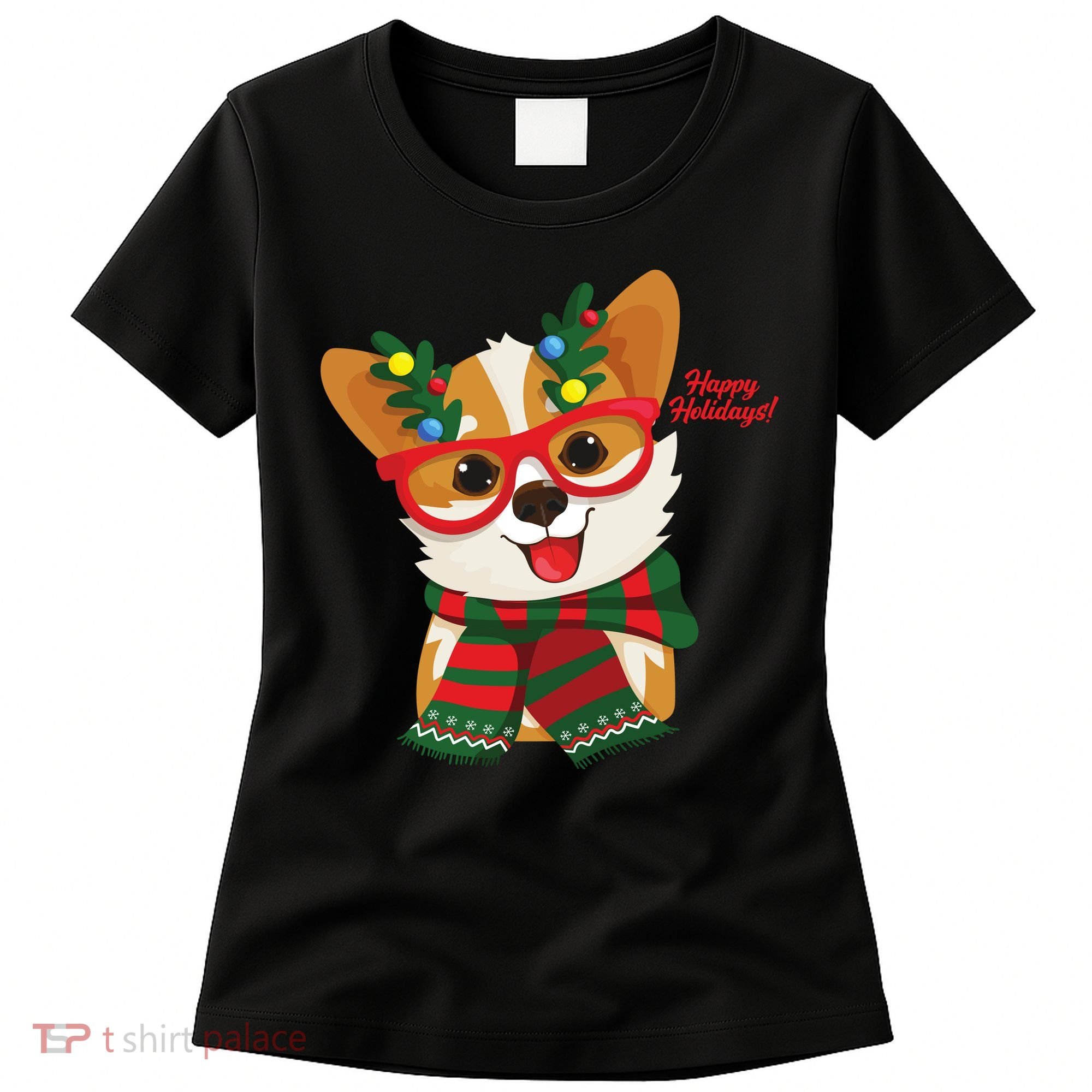 Happy Holidays Cute Corgi Dog Lover Women's T-Shirt