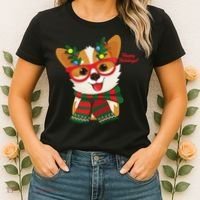 Happy Holidays Cute Corgi Dog Lover Women's T-Shirt thumb 2