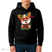 Happy Holidays Cute Corgi Dog Lover Kids Hoodie thumb 4