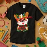 Happy Holidays Cute Corgi Dog Lover Kids T-Shirt thumb 3
