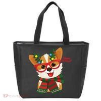 Happy Holidays Cute Corgi Dog Lover Tote Bag thumb 0