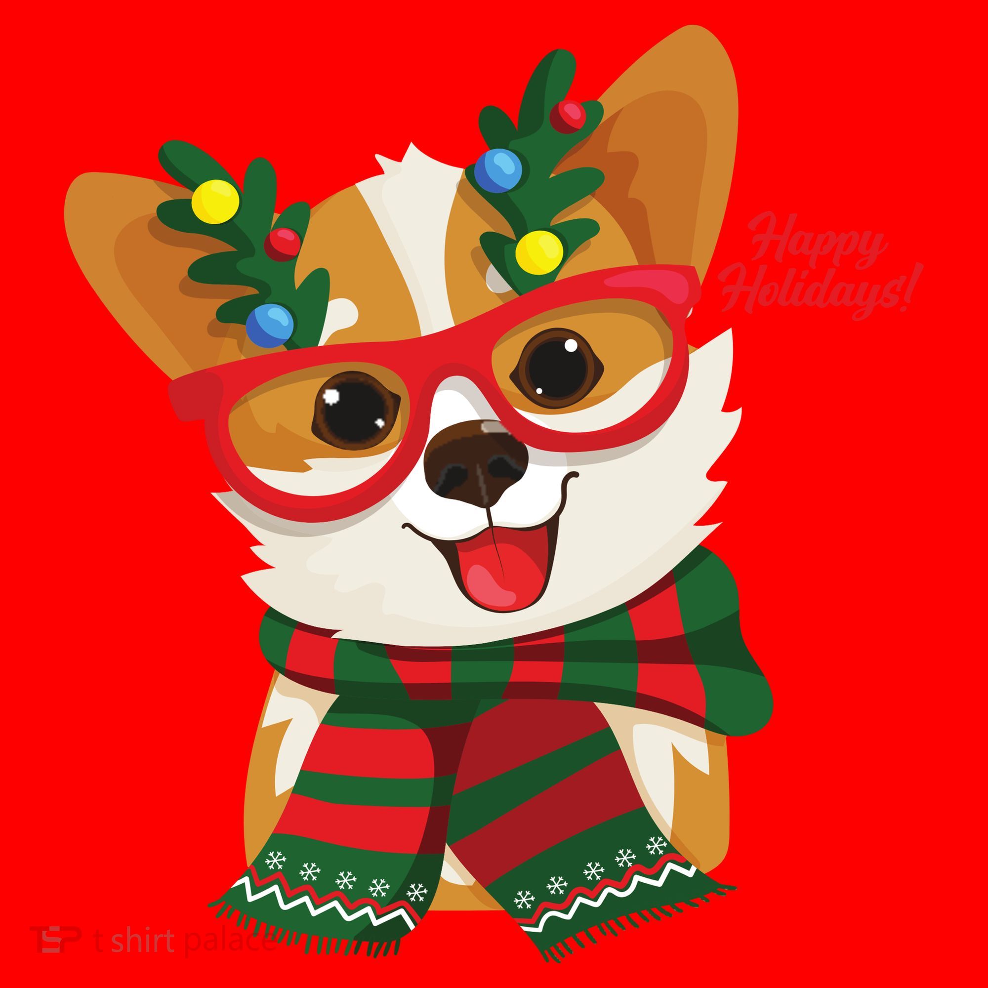 Happy Holidays Cute Corgi Dog Lover Santa Hat