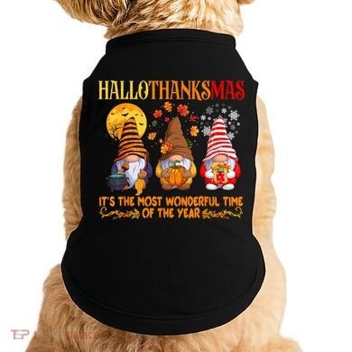 Happy Hallothanksmas Cute Gnomes Fall Halloween Doggie Tank
