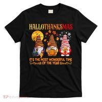 Happy Hallothanksmas Cute Gnomes Fall Halloween T-Shirt thumb 0