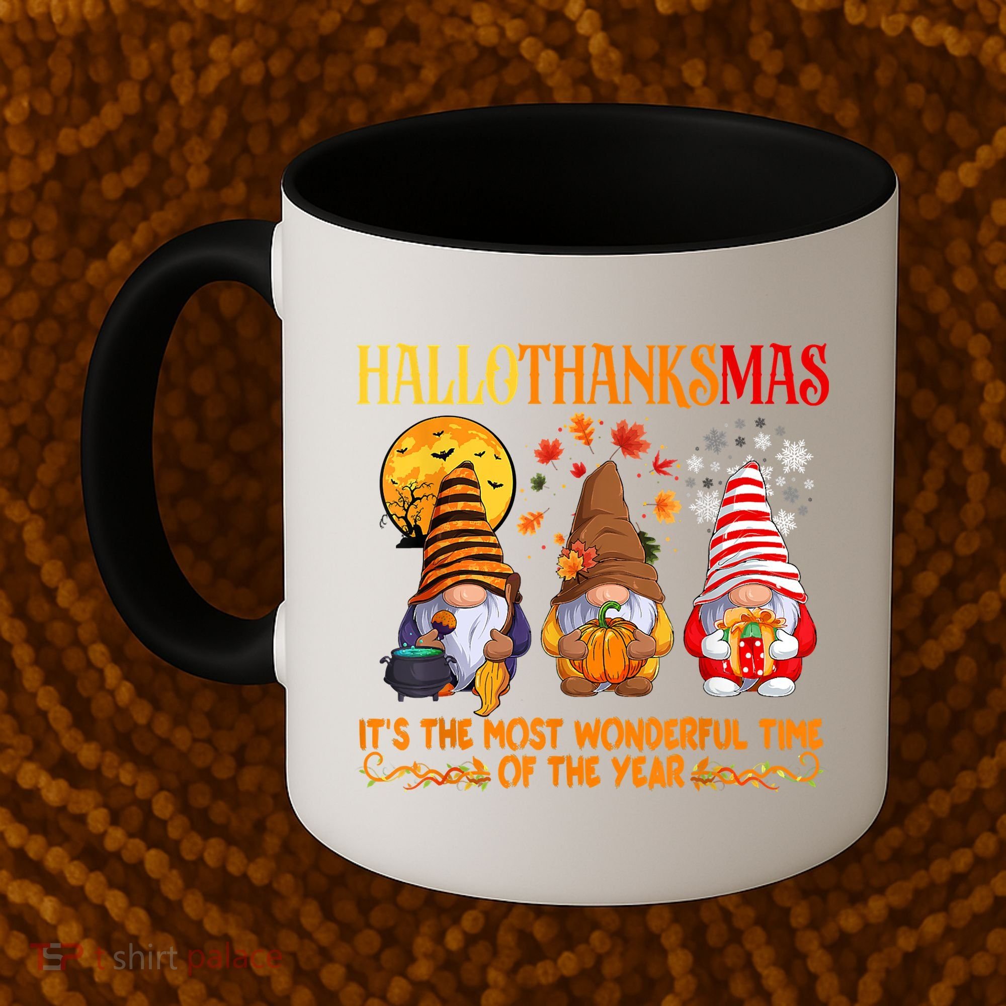 Happy Hallothanksmas Cute Gnomes Fall Halloween Coffee Mug