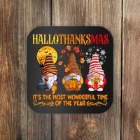Happy Hallothanksmas Cute Gnomes Fall Halloween Coaster thumb 0