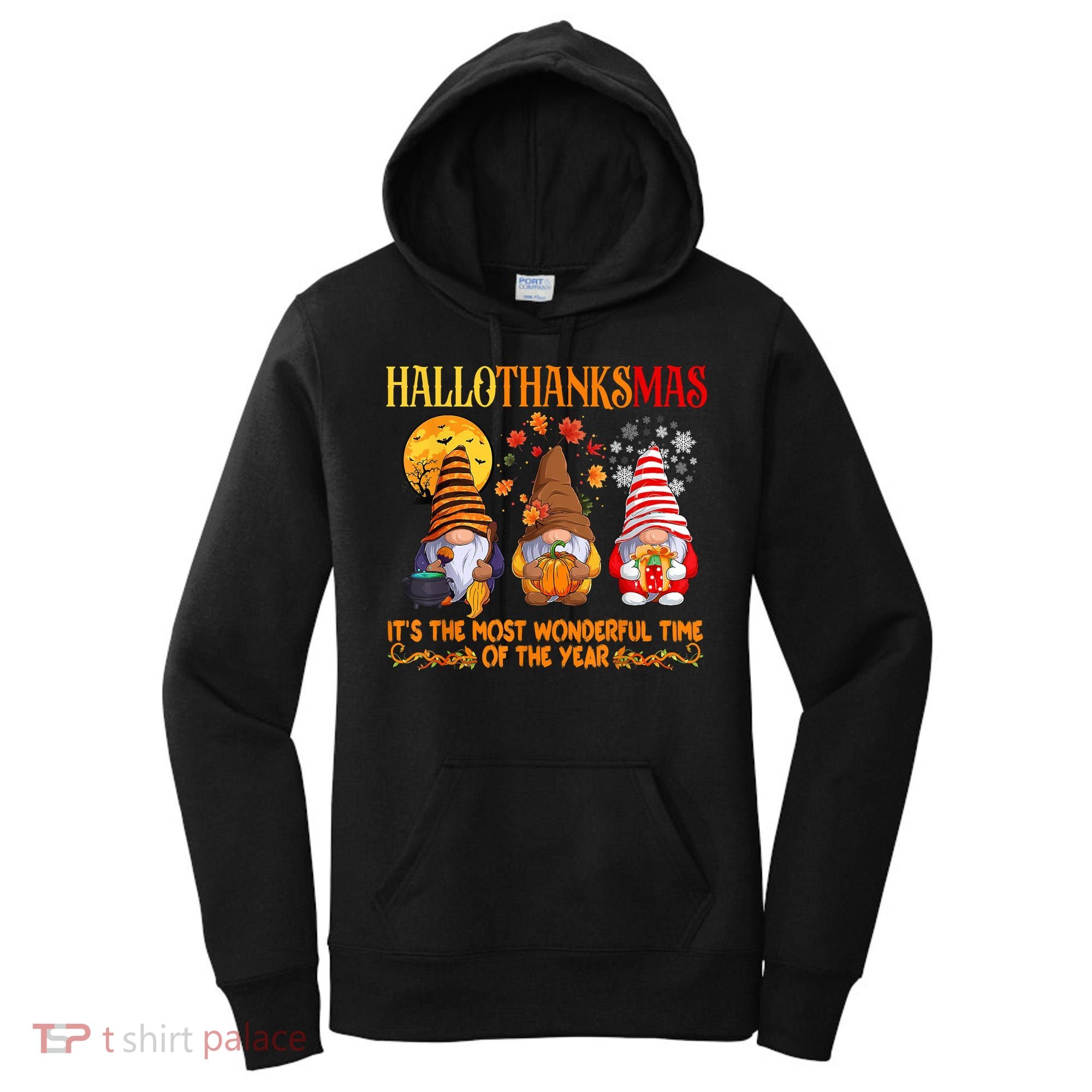Happy Hallothanksmas Cute Gnomes Fall Halloween Women's Hoodie