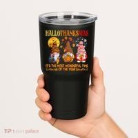 Happy Hallothanksmas Cute Gnomes Fall Halloween Tumbler thumb 2
