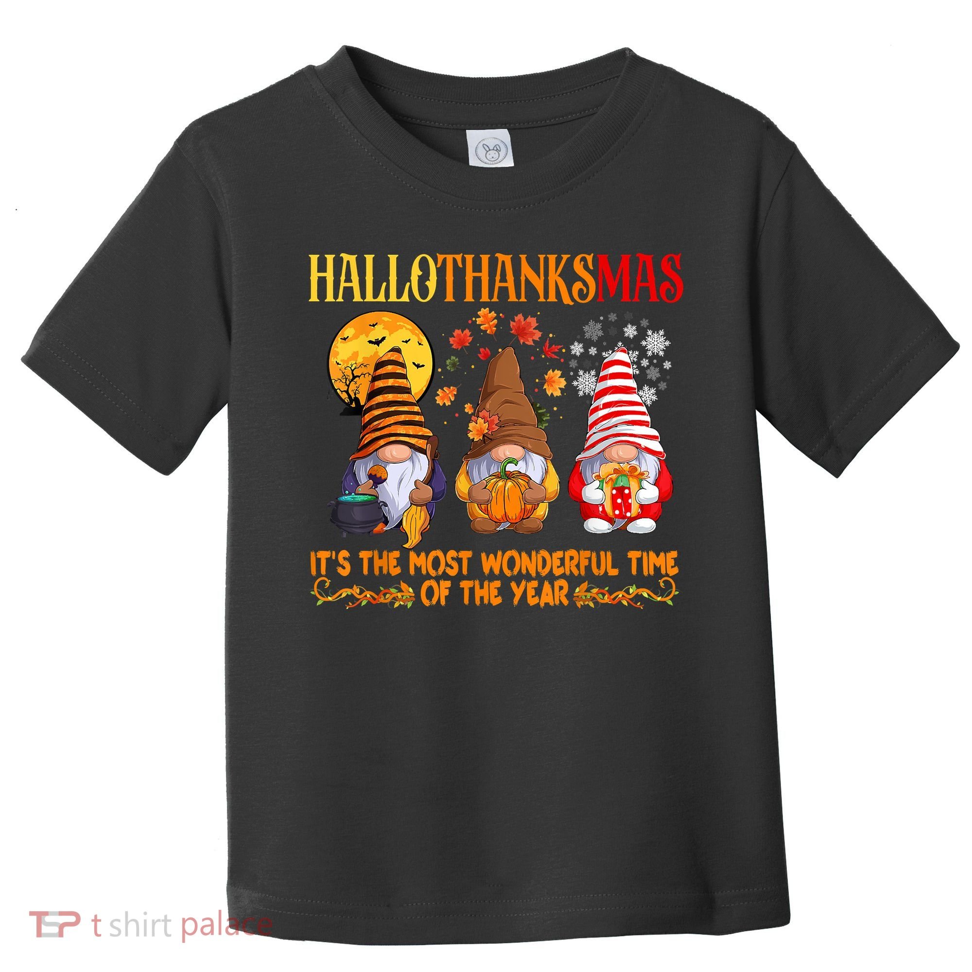 Happy Hallothanksmas Cute Gnomes Fall Halloween Toddler T-Shirt