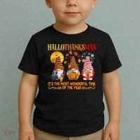 Happy Hallothanksmas Cute Gnomes Fall Halloween Toddler T-Shirt thumb 2