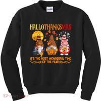 Happy Hallothanksmas Cute Gnomes Fall Halloween Kids Sweatshirt thumb 0