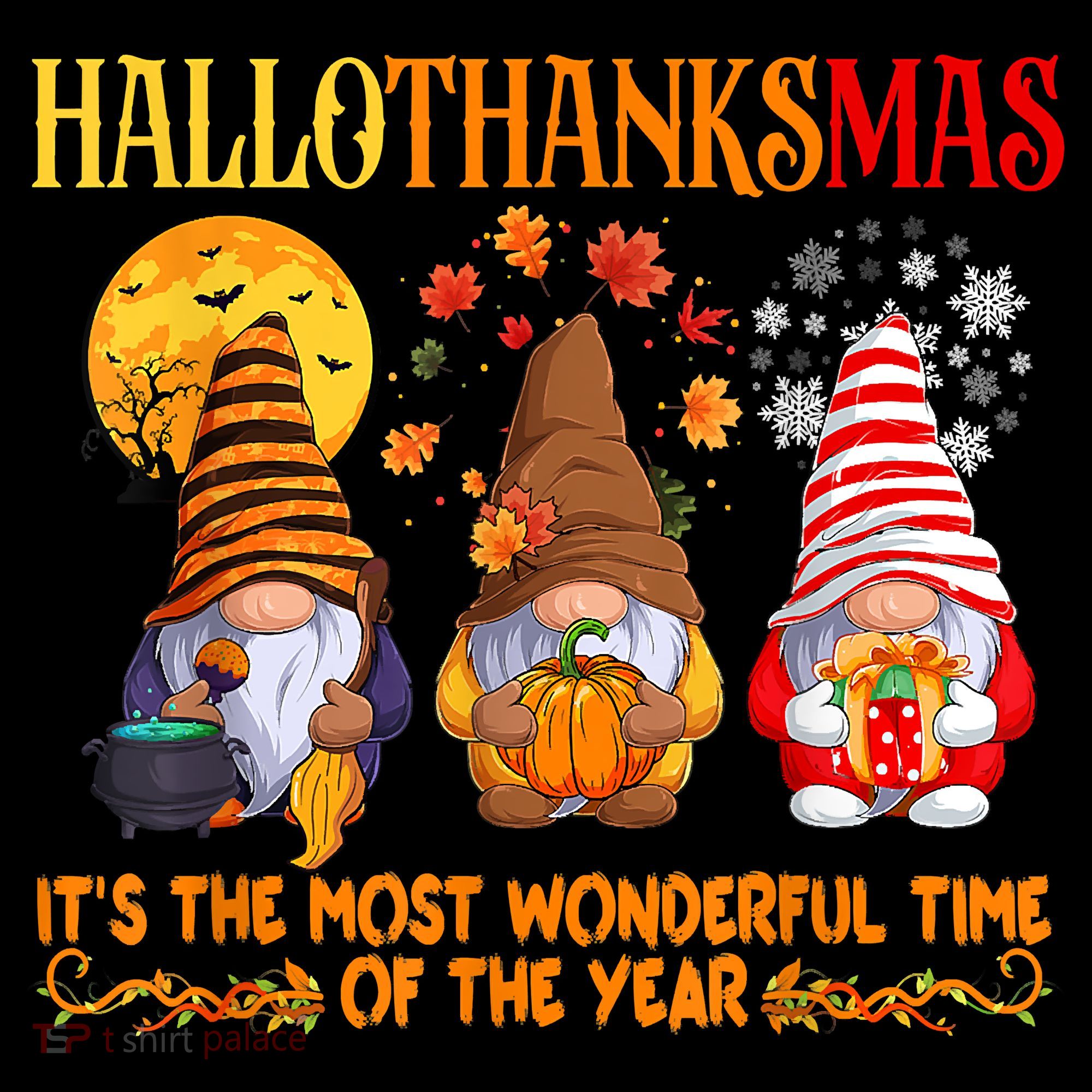 Happy Hallothanksmas Cute Gnomes Fall Halloween Kids Sweatshirt
