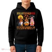 Happy Hallothanksmas Cute Gnomes Fall Halloween Kids Hoodie thumb 4