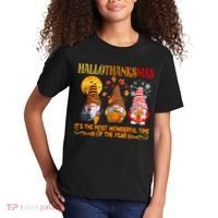 Happy Hallothanksmas Cute Gnomes Fall Halloween Kids T-Shirt thumb 2