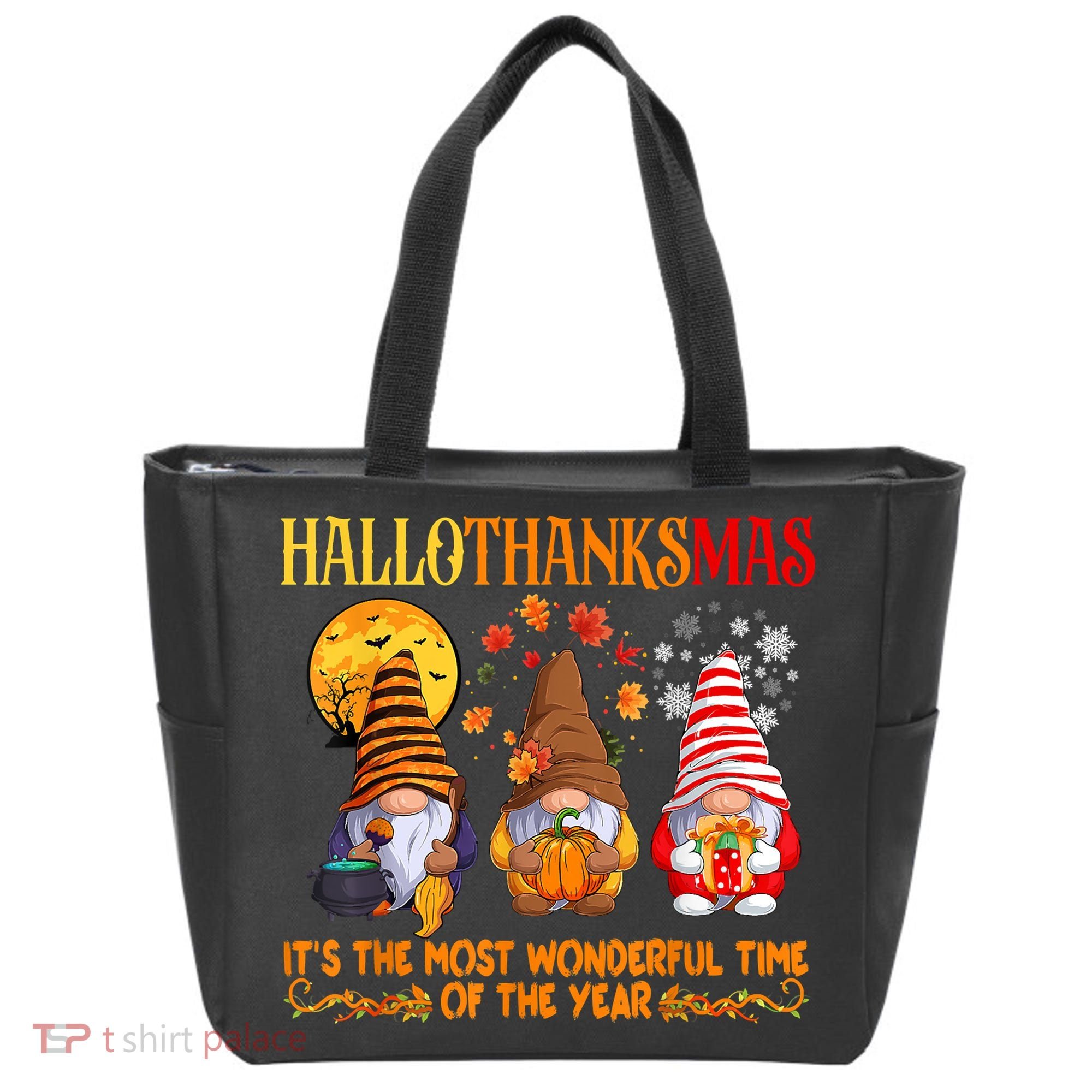 Happy Hallothanksmas Cute Gnomes Fall Halloween Tote Bag