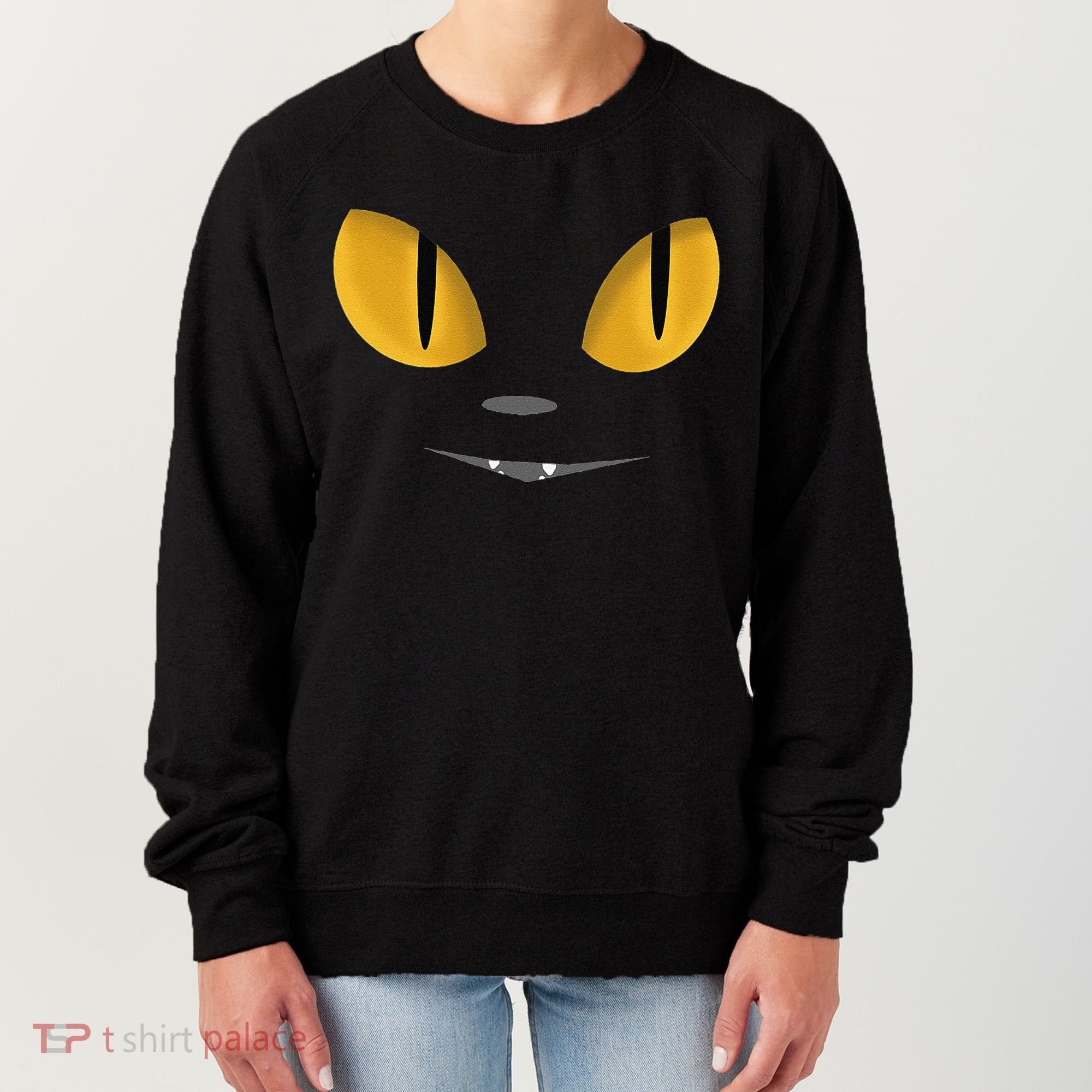 Happy Halloween Cat Eyes Spooky Scary Cat Face Women's Sweatshirt