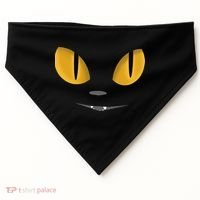 Happy Halloween Cat Eyes Spooky Scary Cat Face USA-Made Doggie Bandana thumb 0