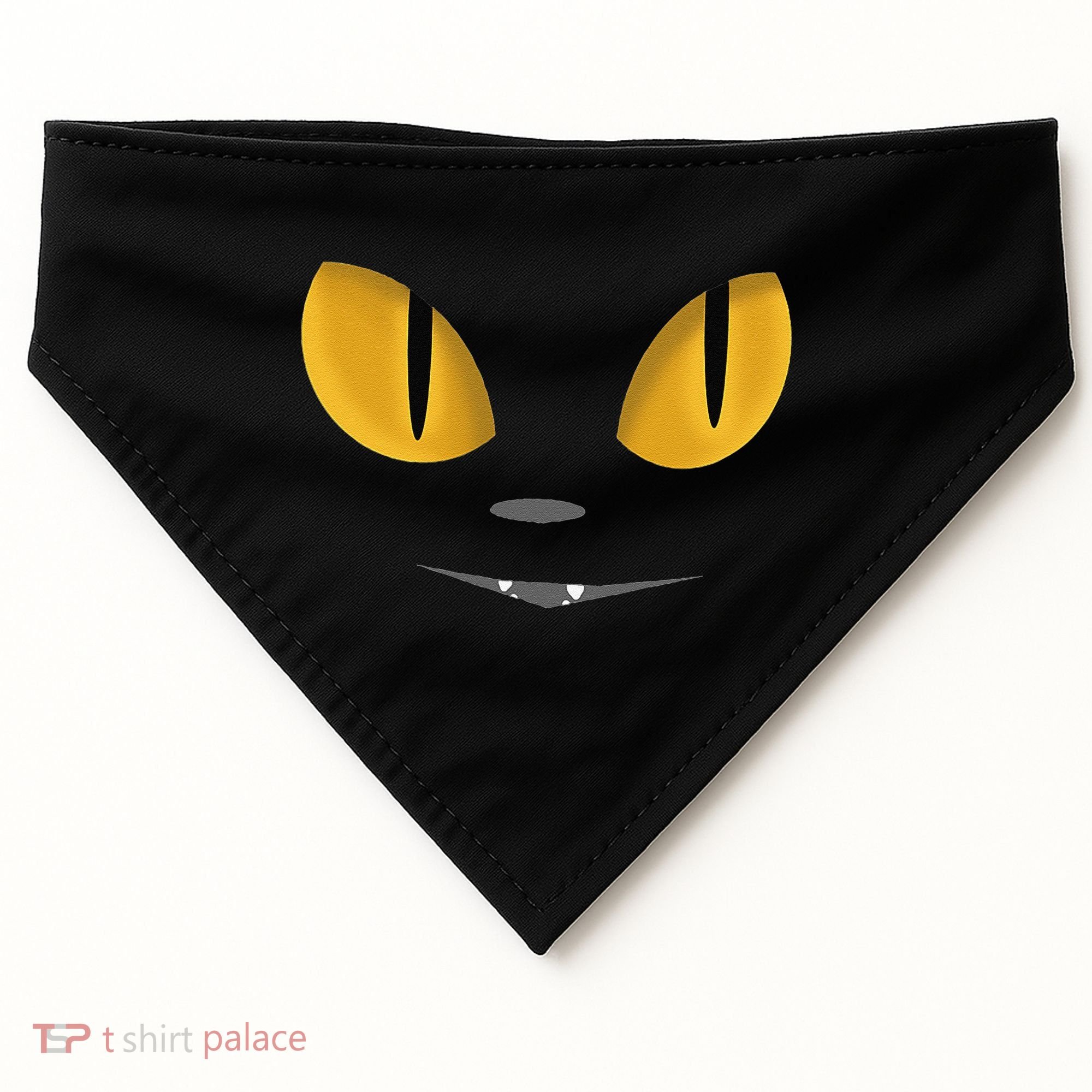 Happy Halloween Cat Eyes Spooky Scary Cat Face USA-Made Doggie Bandana