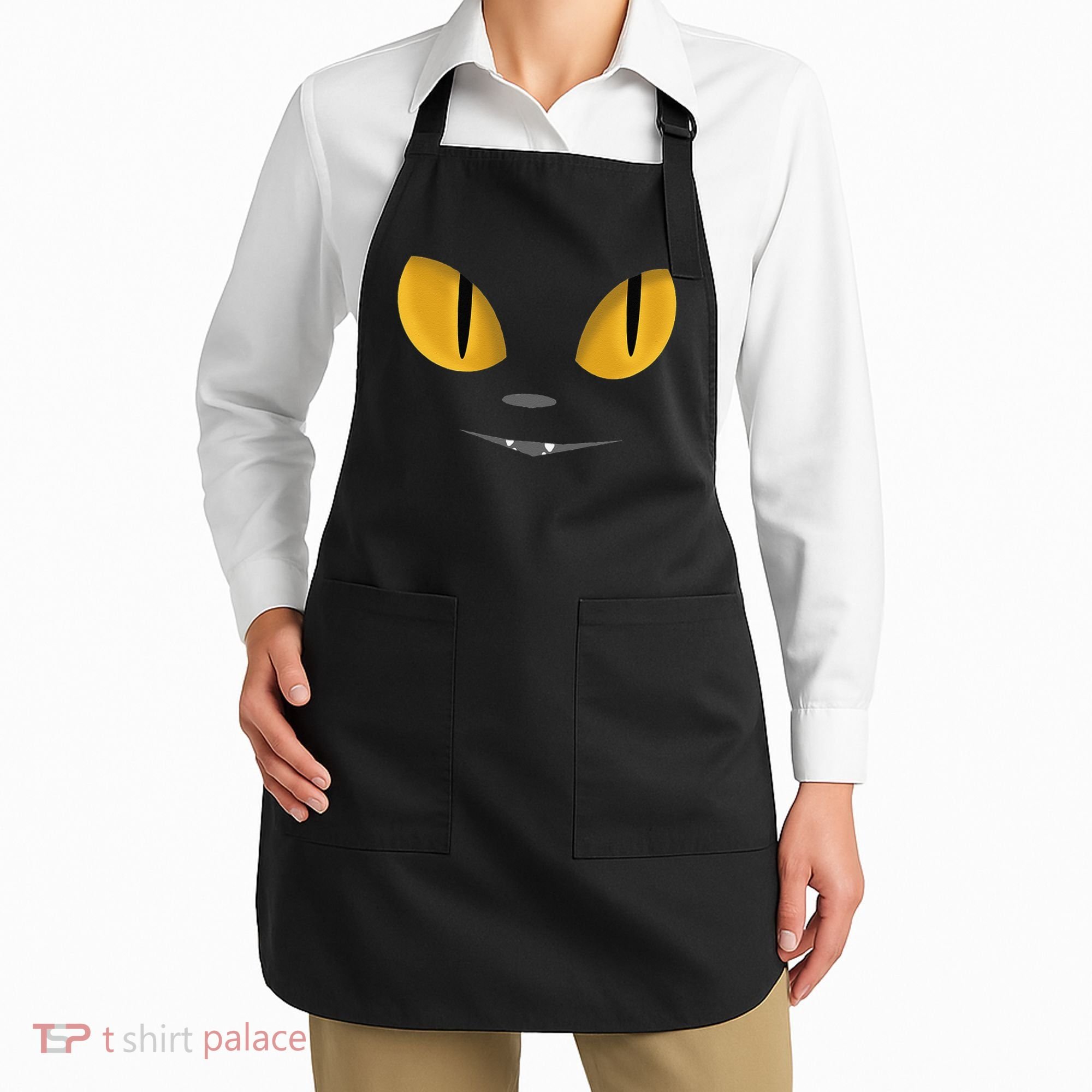 Happy Halloween Cat Eyes Spooky Scary Cat Face Apron