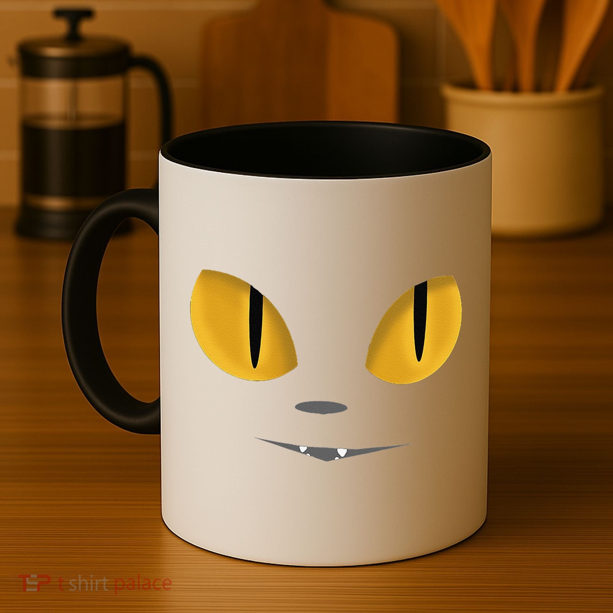 Happy Halloween Cat Eyes Spooky Scary Cat Face Coffee Mug