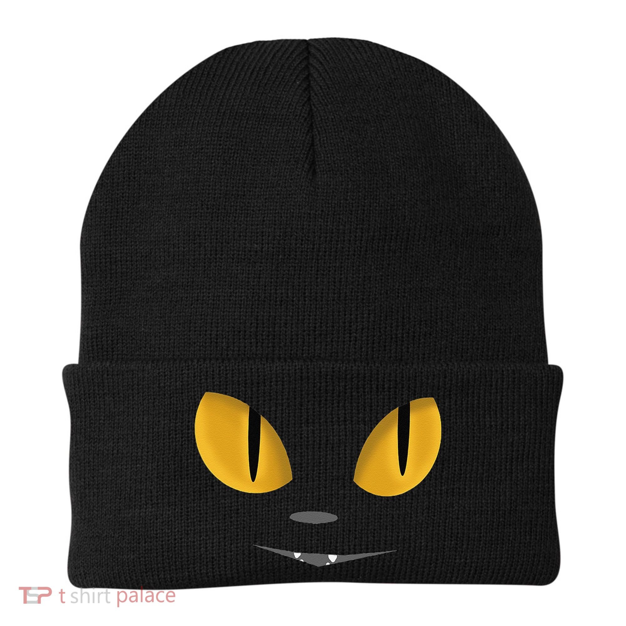 Happy Halloween Cat Eyes Spooky Scary Cat Face Beanie