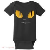 Happy Halloween Cat Eyes Spooky Scary Cat Face Baby Bodysuit thumb 0