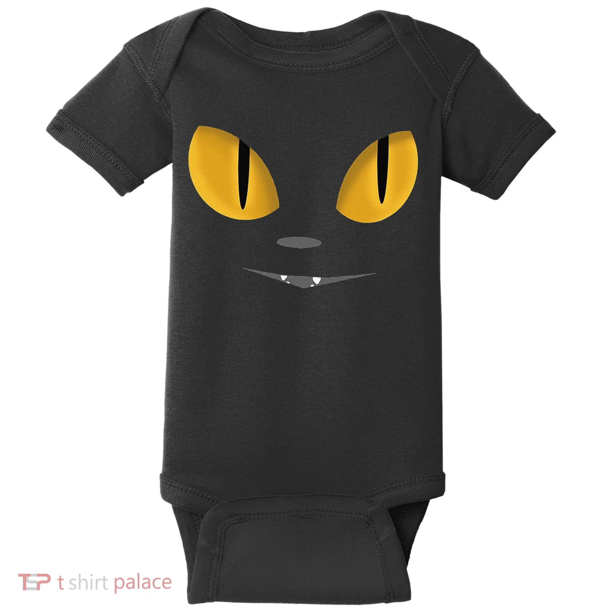 Happy Halloween Cat Eyes Spooky Scary Cat Face Baby Bodysuit