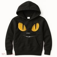 Happy Halloween Cat Eyes Spooky Scary Cat Face Kids Hoodie thumb 0