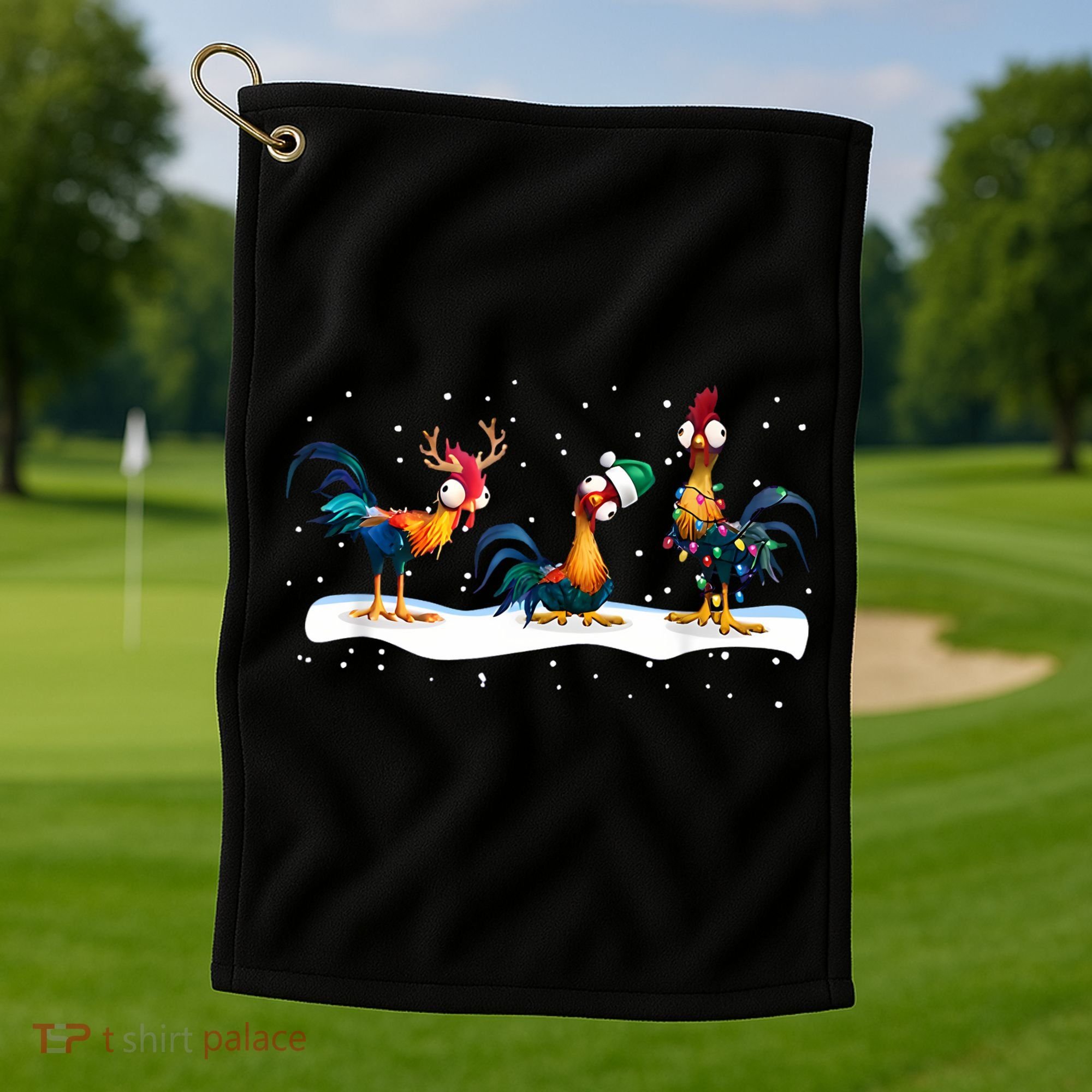 Hei Hei Chicken Christmas Golf Towel
