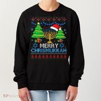 Happy Hanukkah Christmas Santa Hat Women's Sweatshirt thumb 0