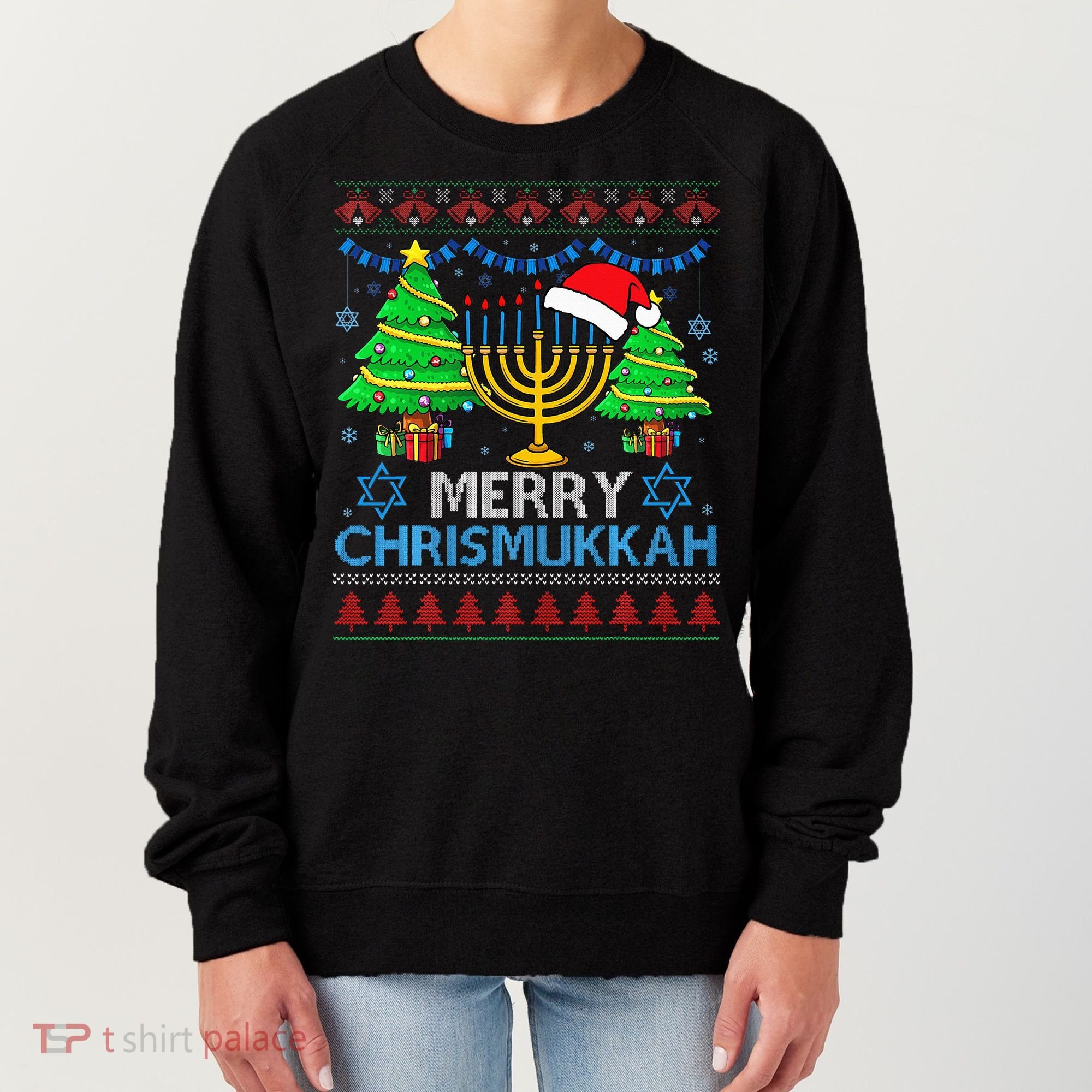 Happy Hanukkah Christmas Santa Hat Women's Sweatshirt