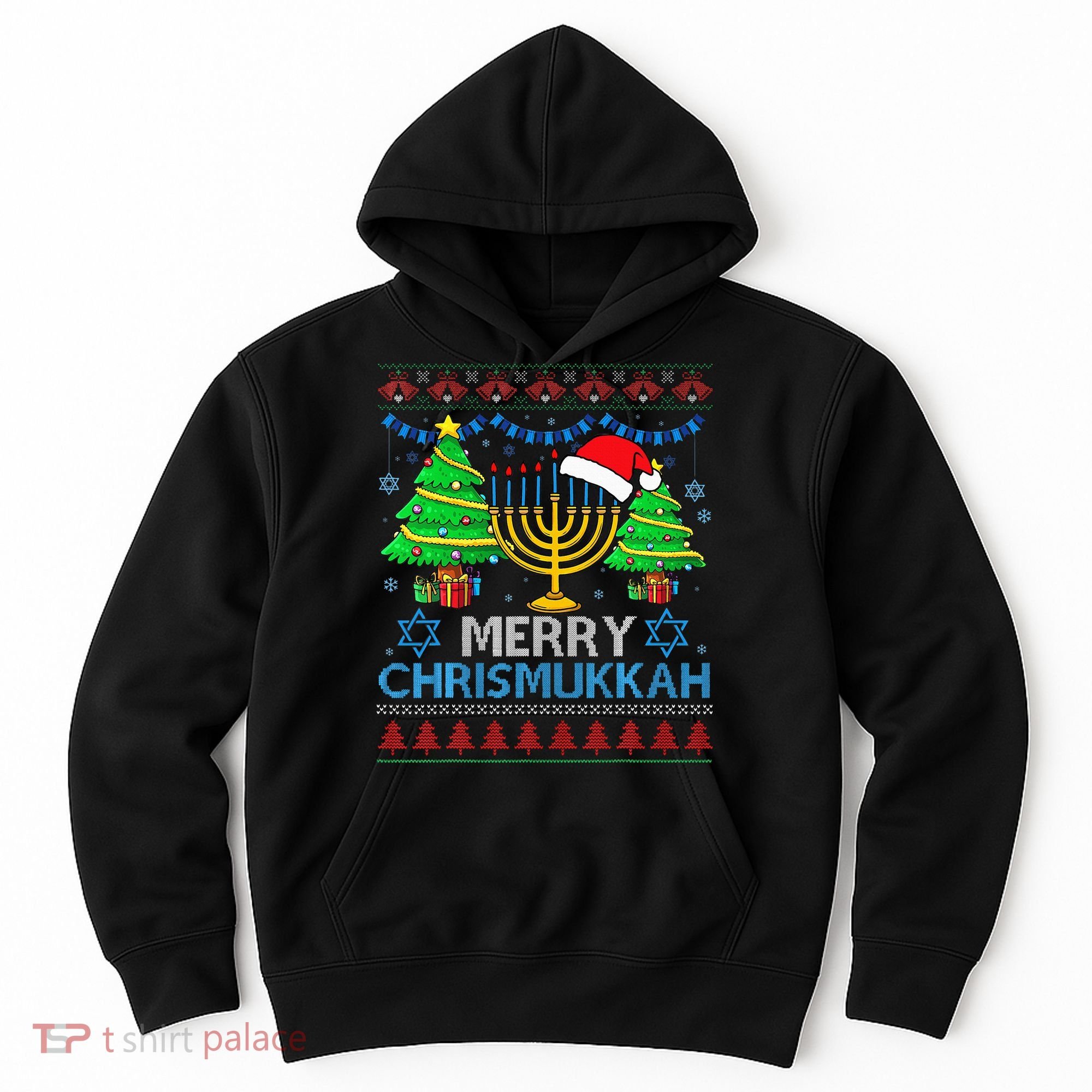 Happy Hanukkah Christmas Santa Hat Hoodie