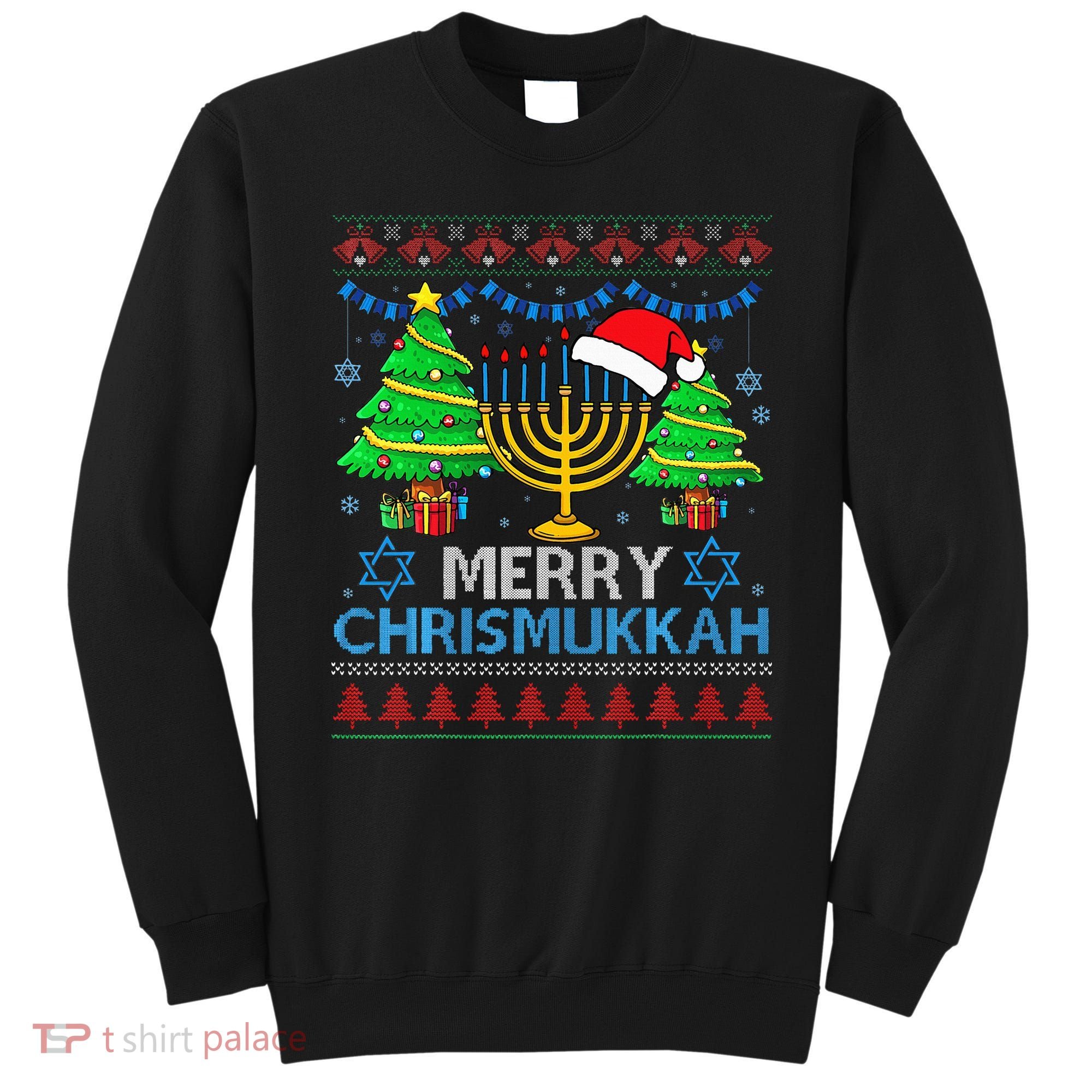 Happy Hanukkah Christmas Santa Hat Sweatshirt