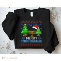 Happy Hanukkah Christmas Santa Hat Sweatshirt thumb 2