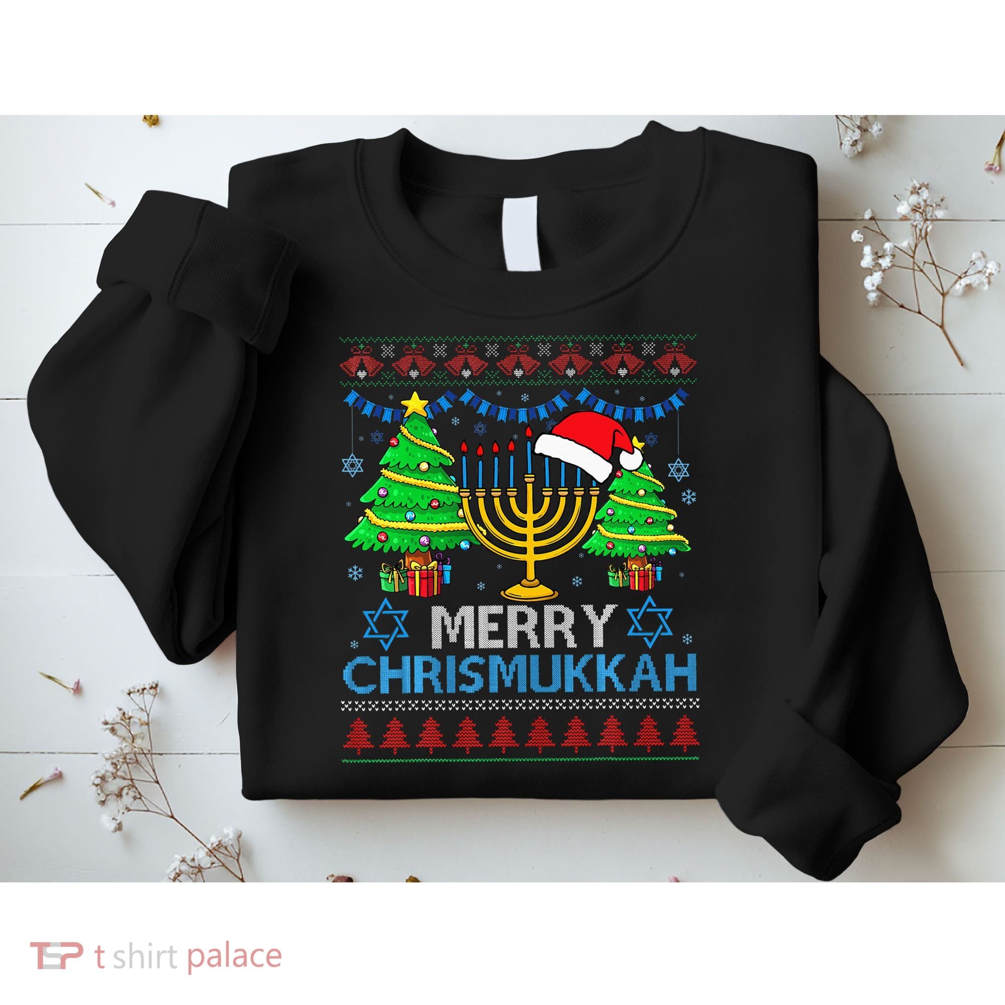Happy Hanukkah Christmas Santa Hat Sweatshirt