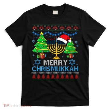 Happy Hanukkah Christmas Santa Hat T-Shirt