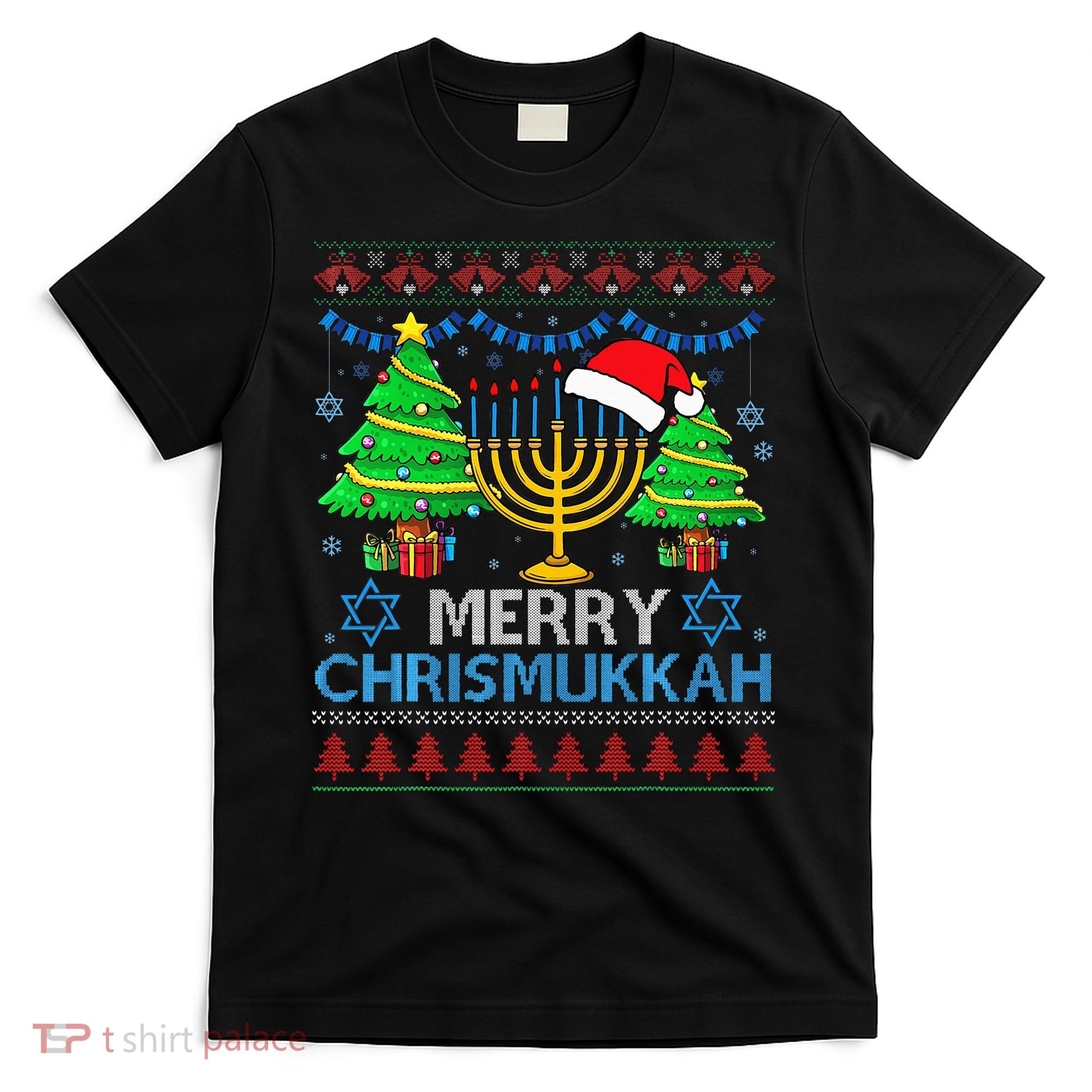 Happy Hanukkah Christmas Santa Hat T-Shirt