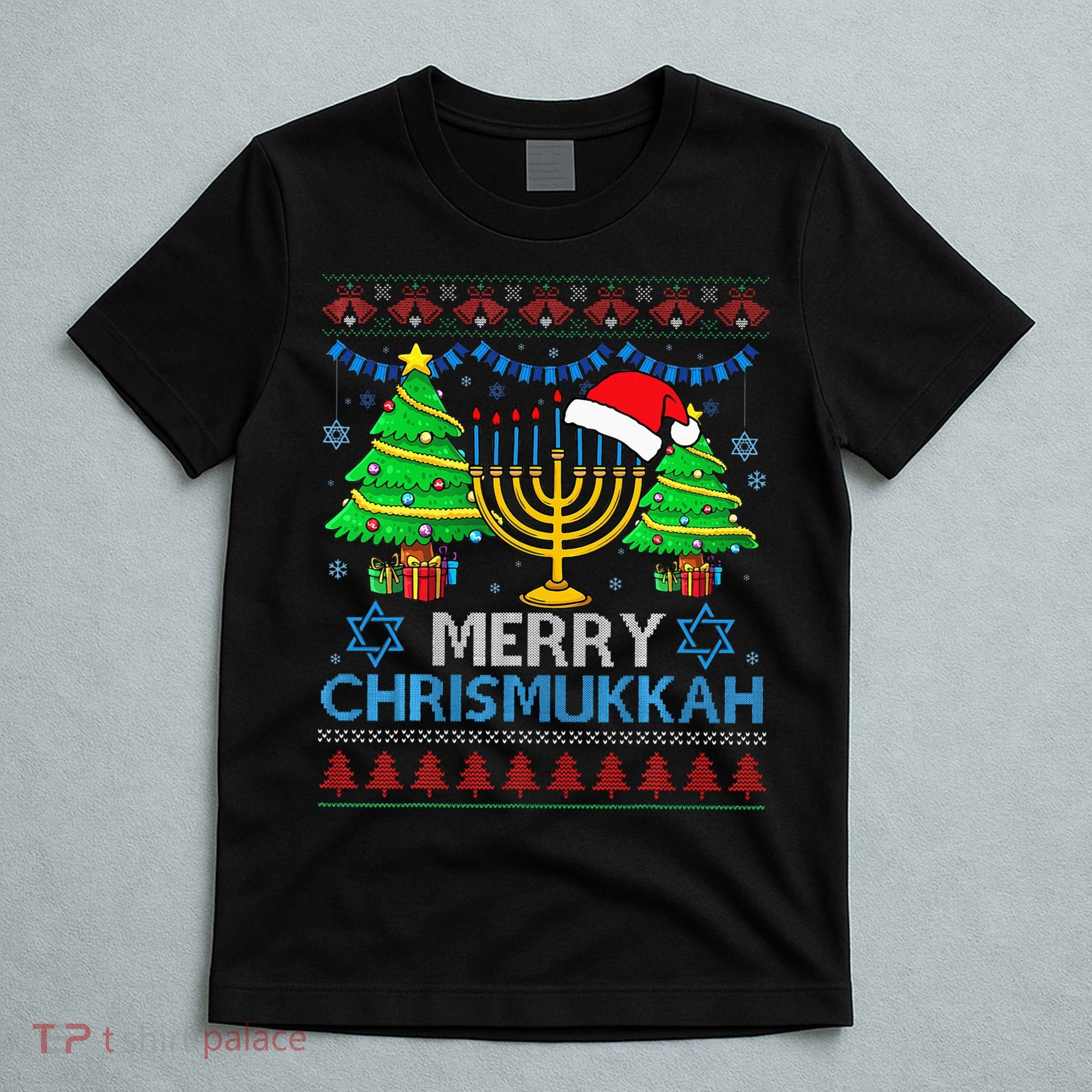 Happy Hanukkah Christmas Santa Hat T-Shirt