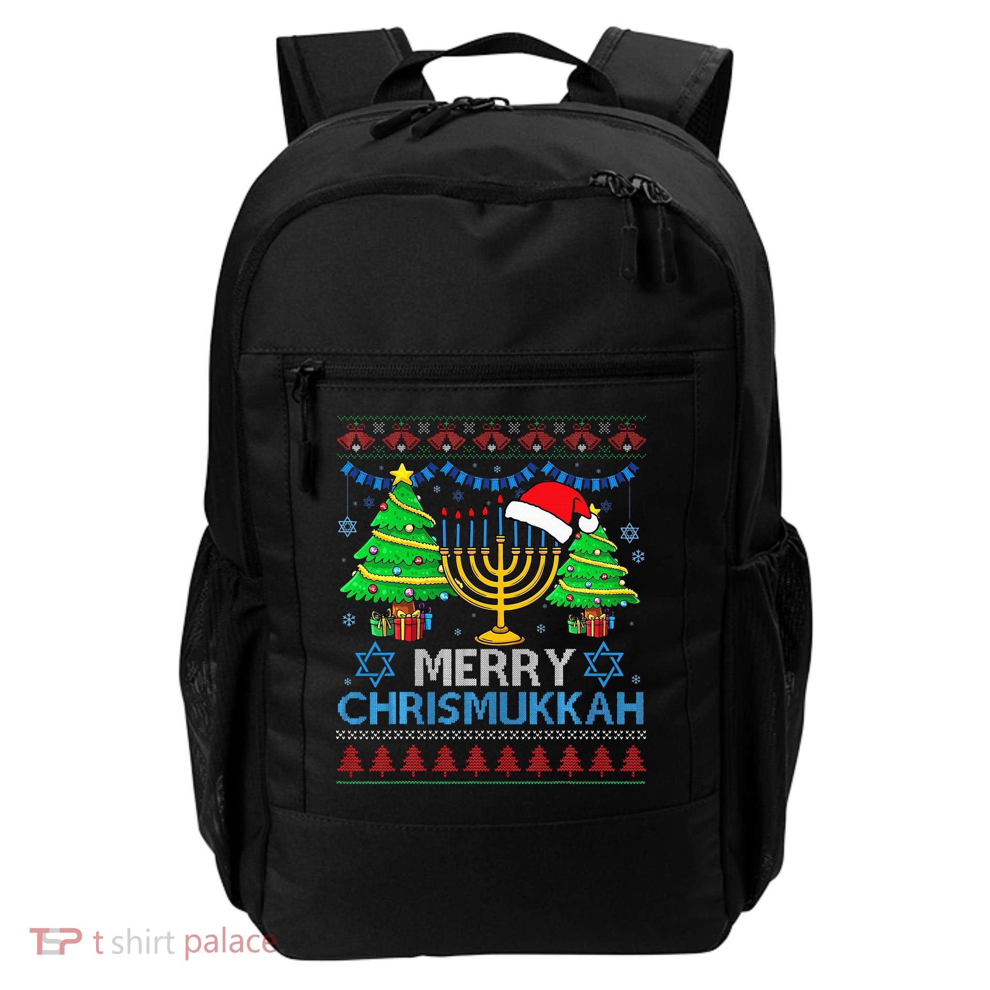 Happy Hanukkah Christmas Santa Hat Backpack