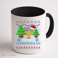 Happy Hanukkah Christmas Santa Hat Coffee Mug thumb 1