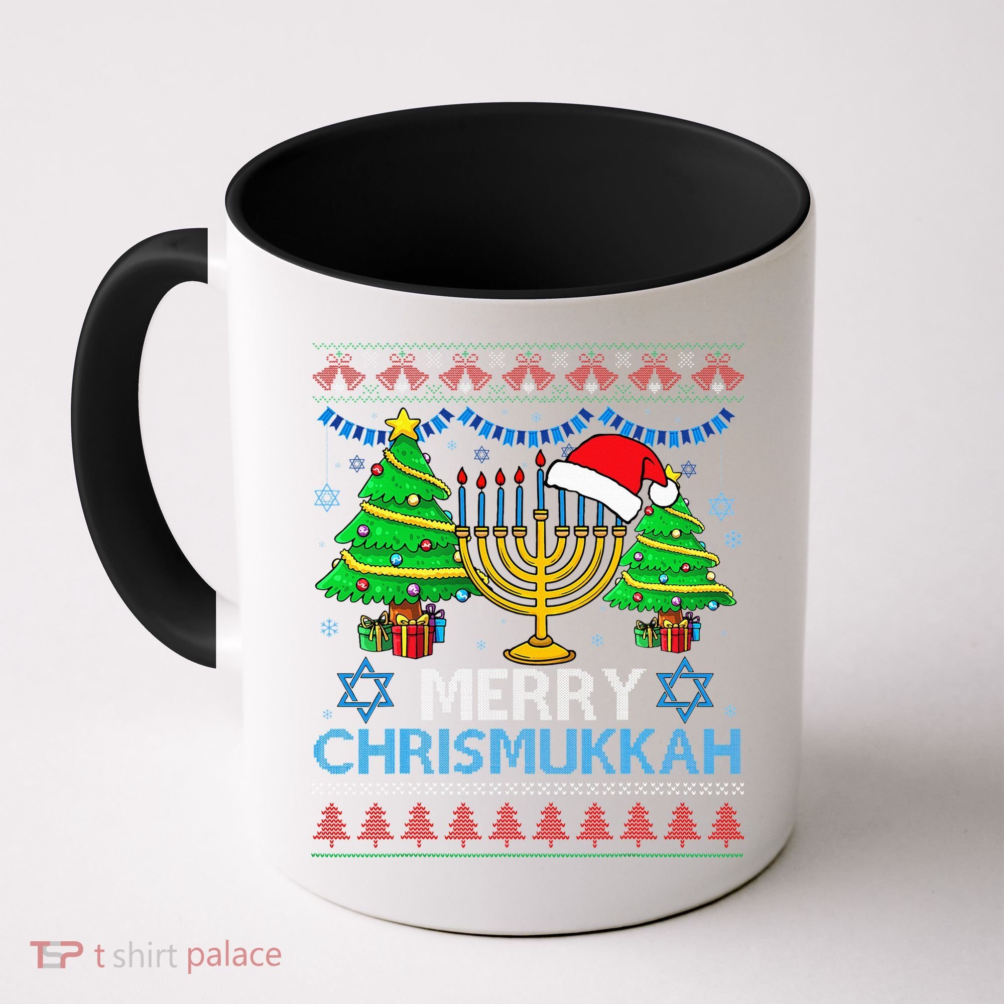 Happy Hanukkah Christmas Santa Hat Coffee Mug
