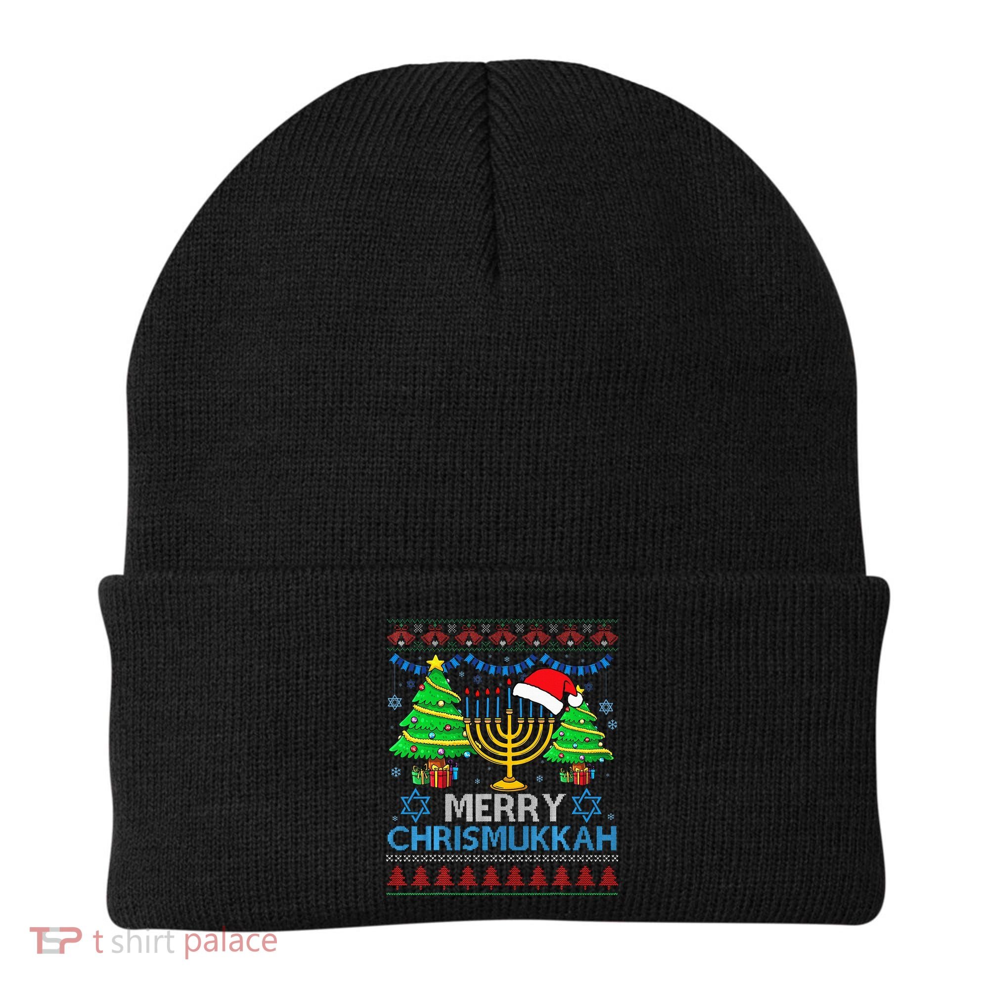 Happy Hanukkah Christmas Santa Hat Beanie