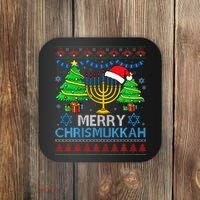 Happy Hanukkah Christmas Santa Hat Coaster thumb 0