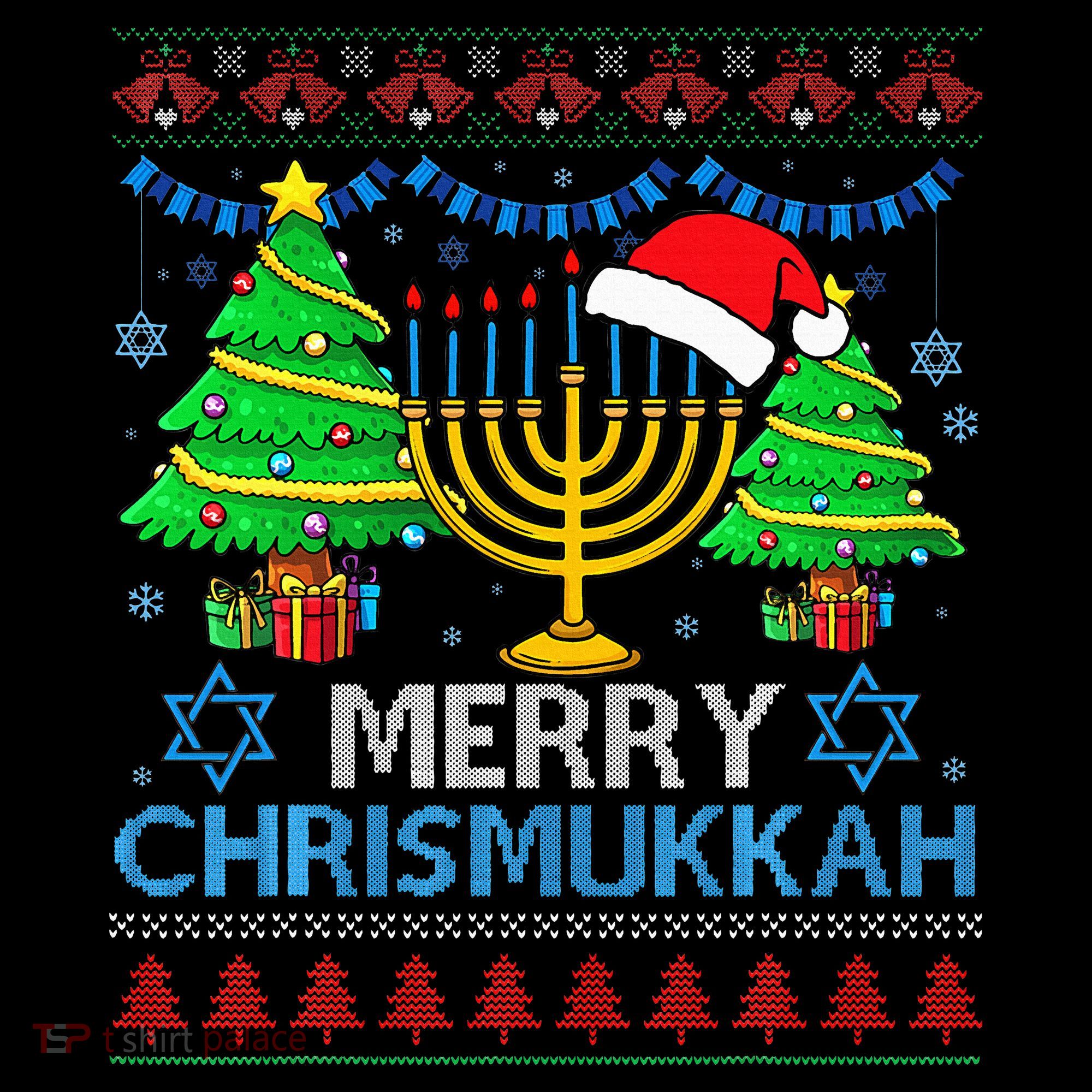 Happy Hanukkah Christmas Santa Hat Women's Hoodie