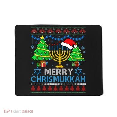 Happy Hanukkah Christmas Santa Hat Mousepad