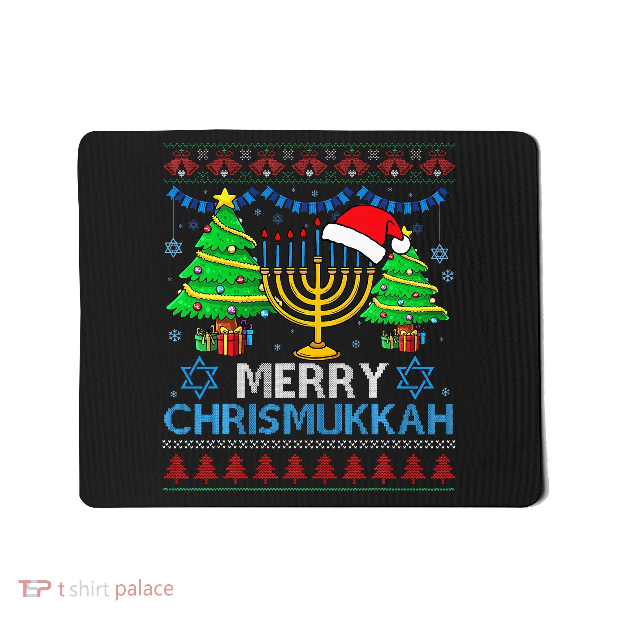 Happy Hanukkah Christmas Santa Hat Mousepad
