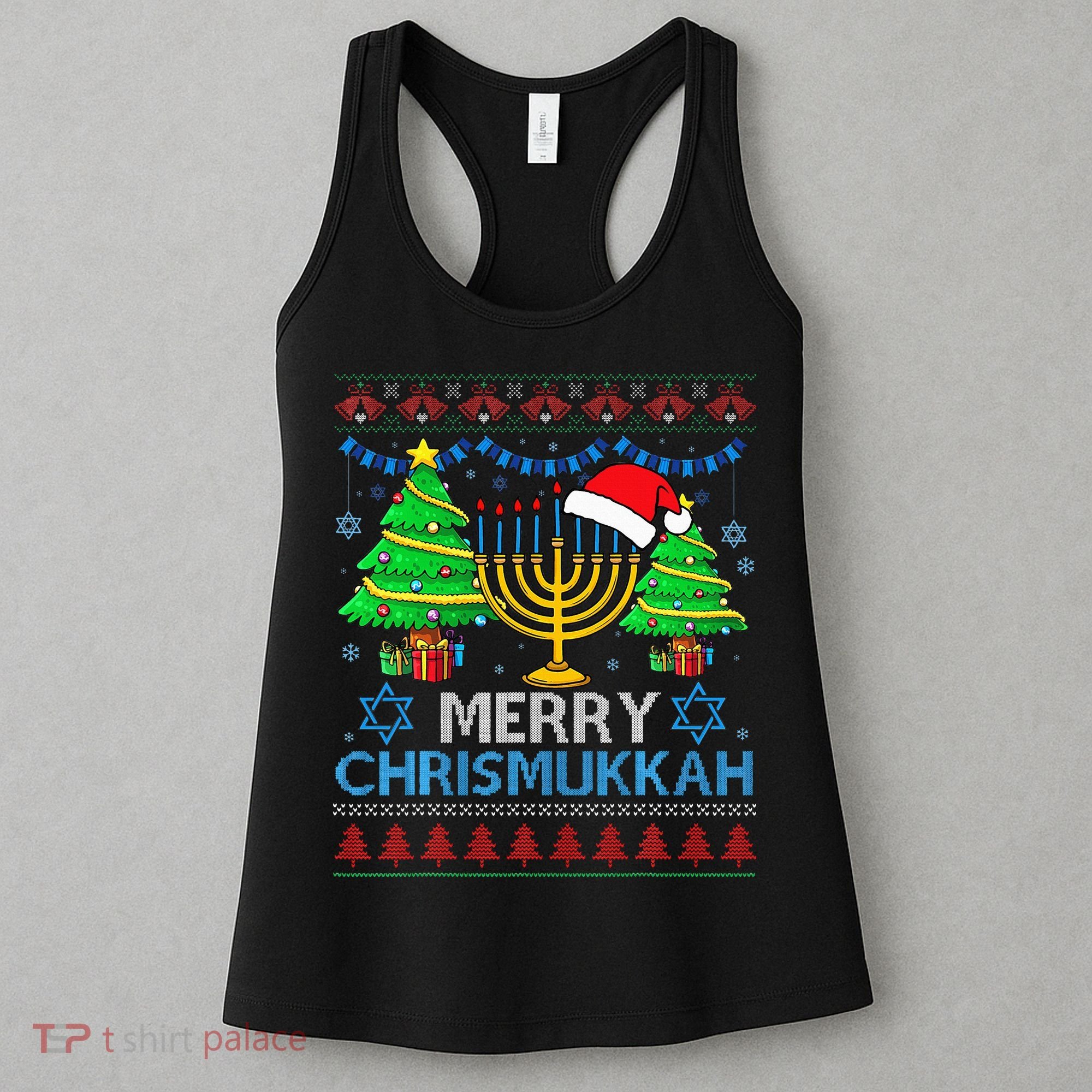 Happy Hanukkah Christmas Santa Hat Women's Tank Top