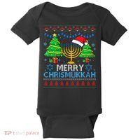 Happy Hanukkah Christmas Santa Hat Baby Bodysuit thumb 0