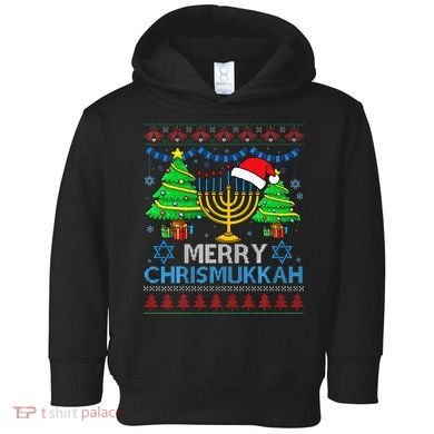 Happy Hanukkah Christmas Santa Hat Toddler Hoodie